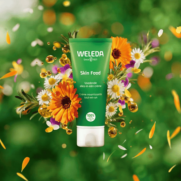 Skin Food met bloemen eromheen